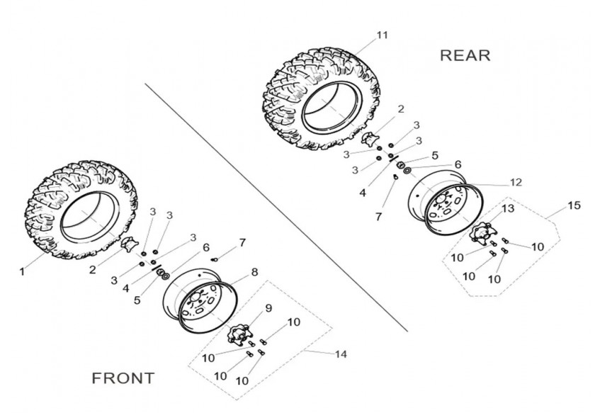 Схема Передние и задние колеса (сталь)