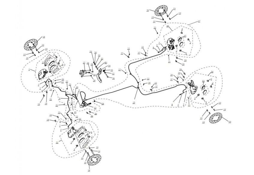 Схема Тормозная система основная (узкая версия)