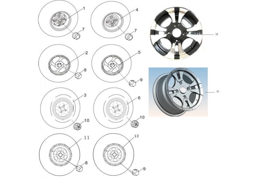 Запчасти дисков и колпаков колес квадроцикла Stels ATV 500H 700H (EFI)